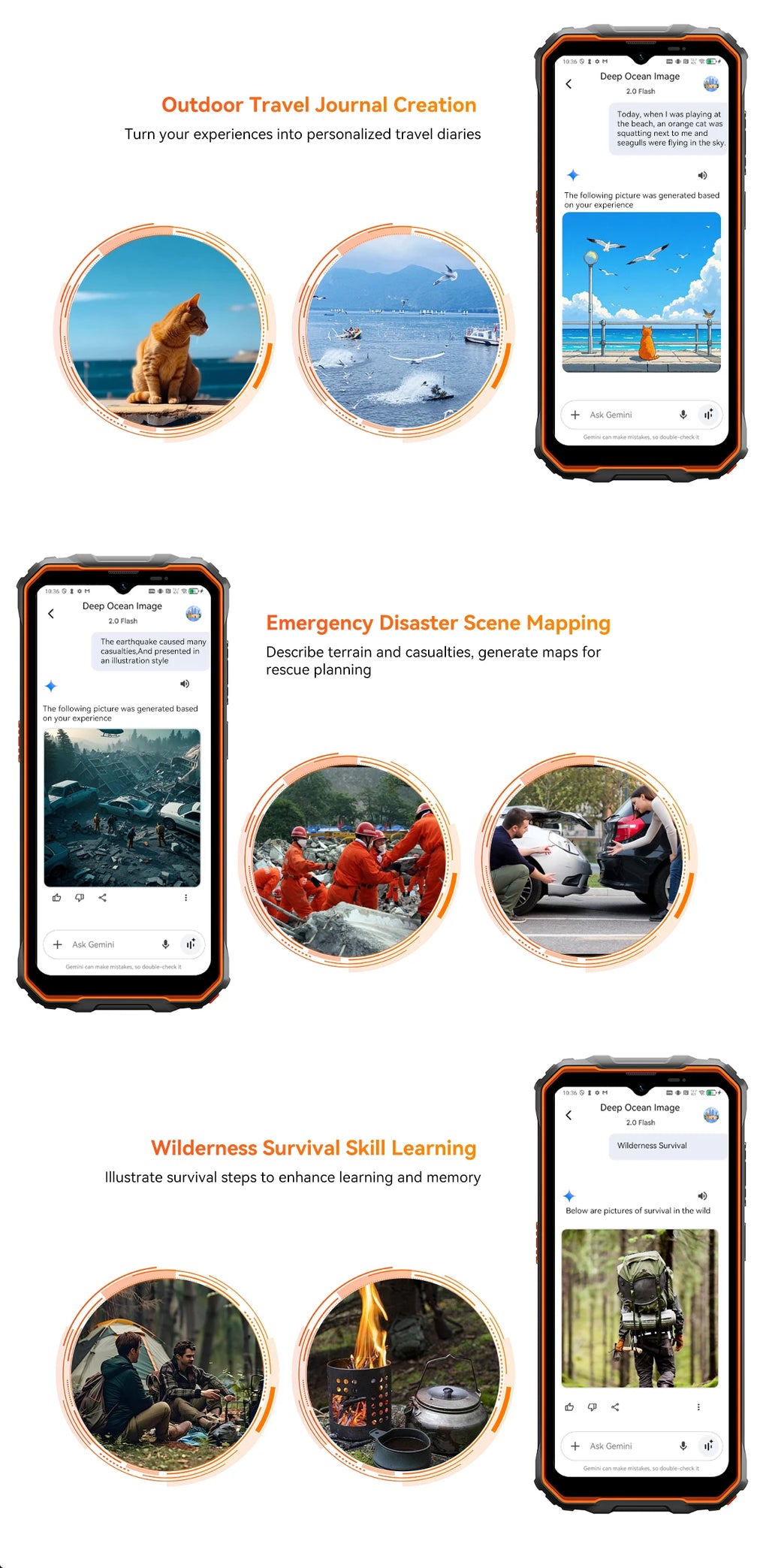 OSCAL Marine 2 AI Outdoor Mobile Phone, 6.56 Inch Rugged Smartphone Android 15, 8+16GB RAM, 256GB+2TB ROM 11000mAh, Unisoc T615
