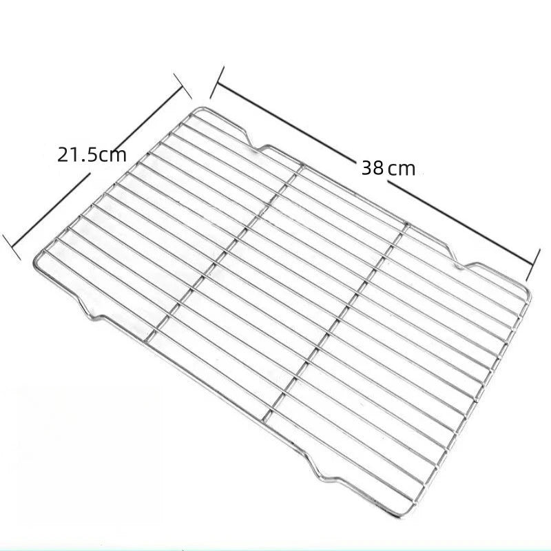 304 Stainless Steel Baking Tray Set with Grill Metal Rectangular Cooling Rack Grilling Tools BBQ for Kitchen Outdoor Camping