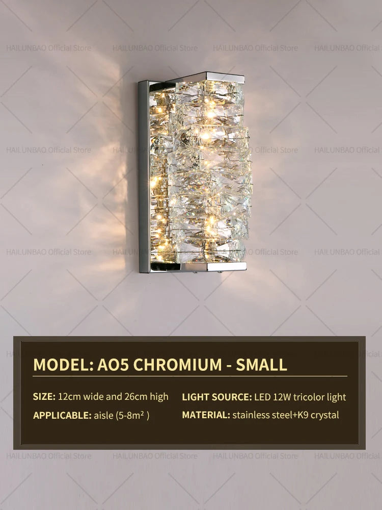 Light Luxury Crystal Wall Lamp Creative Villa Living Room TV Background Wall Lamp Network Red Modeling wall Bedroom Bedside Lamp