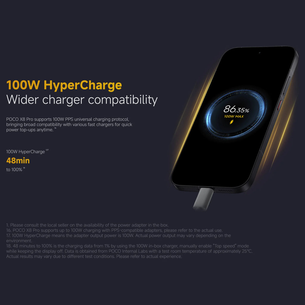 POCO X8 Pro 5G 12+512GB Global Version 6.59" 1.5K 120Hz Display Dimensity 8500-Ultra 50MP Camera 6500mAh 100W HyperCharge IP68