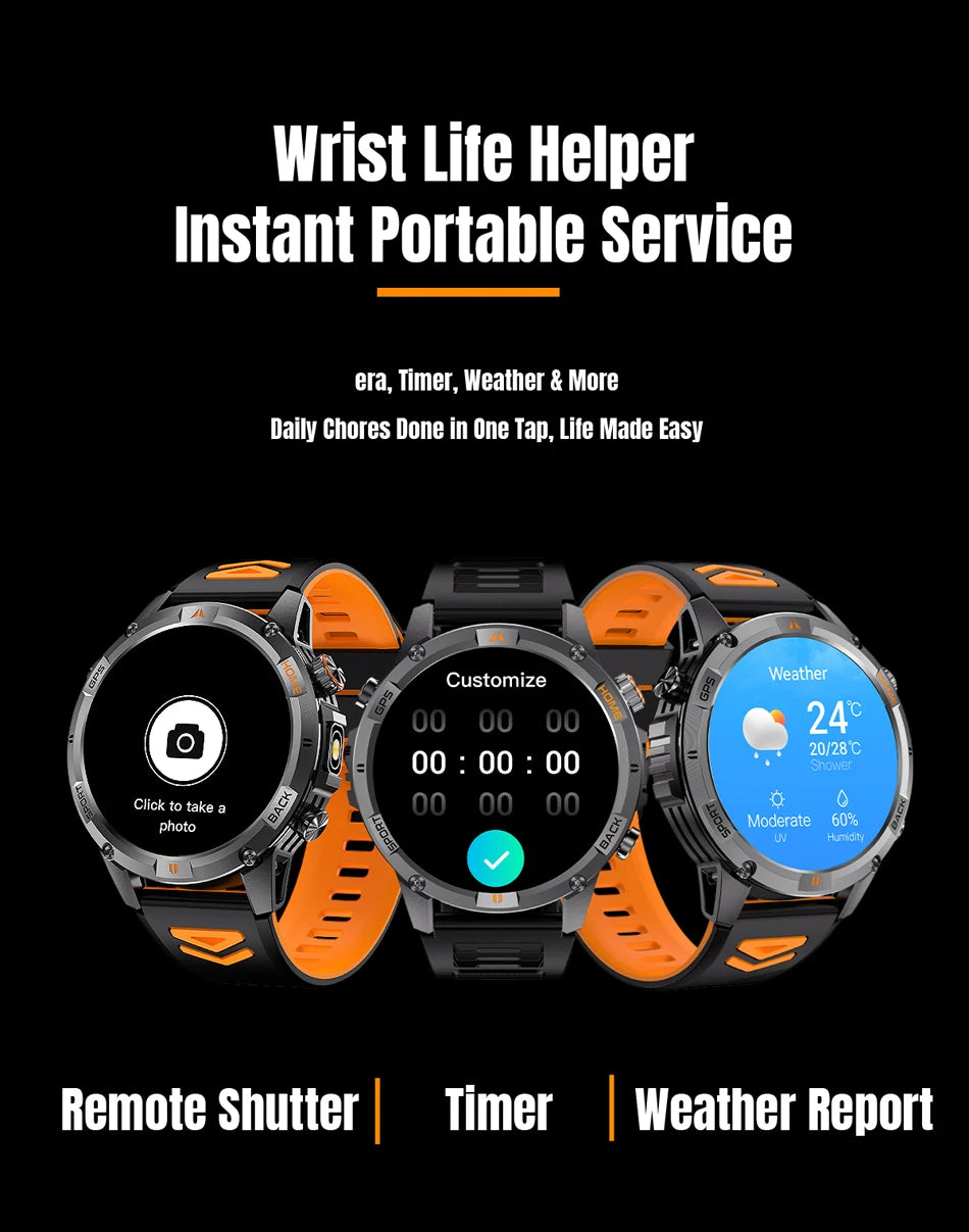 2025 New Professional GPS Sports Smart Watch Outdoor RIDE Run GPS track Swim Watchs Compass 3ATM Sports Bluetooth Call Watch Men