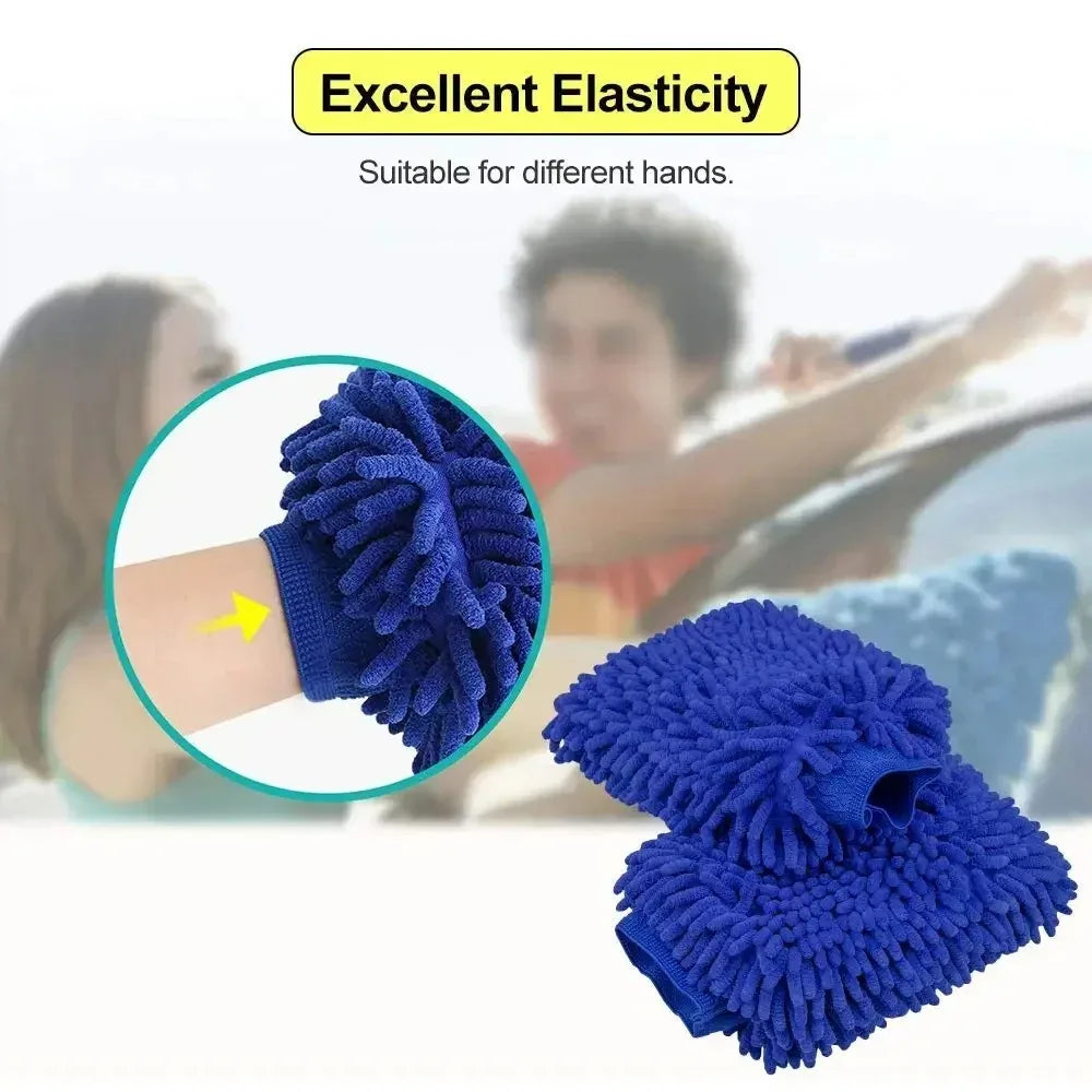 1/2PCS Chenille Plush Gloves for Car Cleaning Thickened Doublesided Car Cleaning Tools Ultrafine Fiber Car Washing Gloves