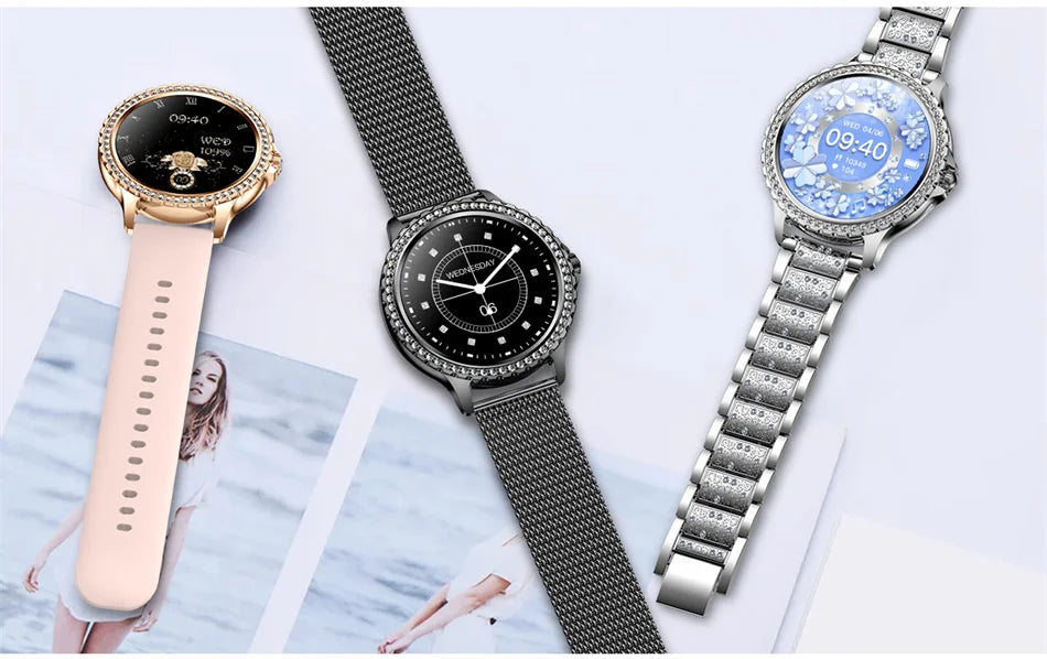 2026 New Fashion Women Diamond Watch 1.32 inch 360*360 HD Display Heart Rate Blood Oxygen Monitoring Bluetooth Call Smartwatch