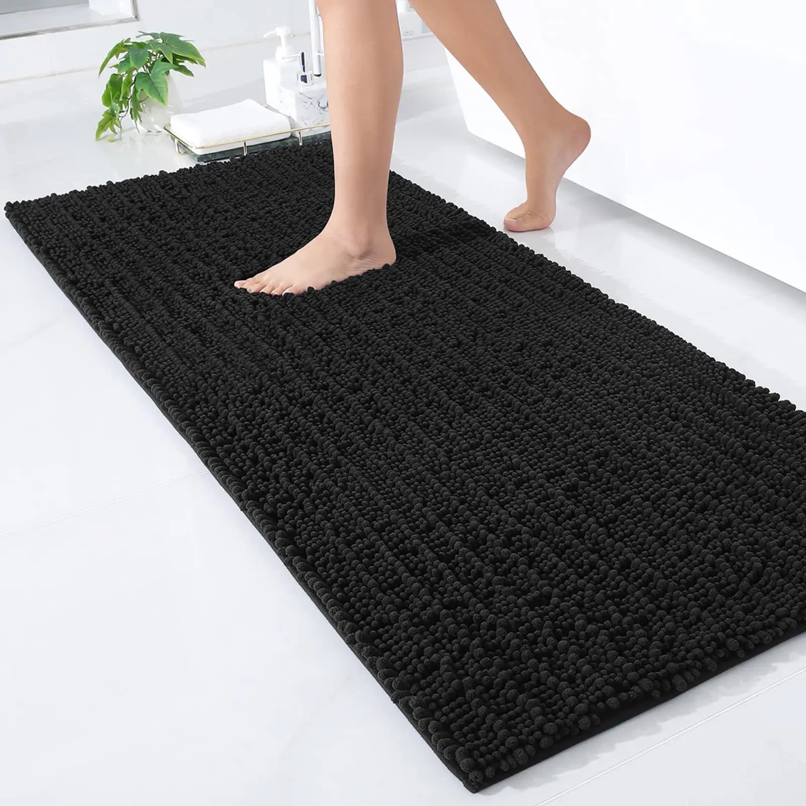 Homaxy New Chenille One Thick And Three Fine Floor Mat Indoor Non Slip Doormat Dirt Trap Absorbs Water Comfortable Bathroom Mats