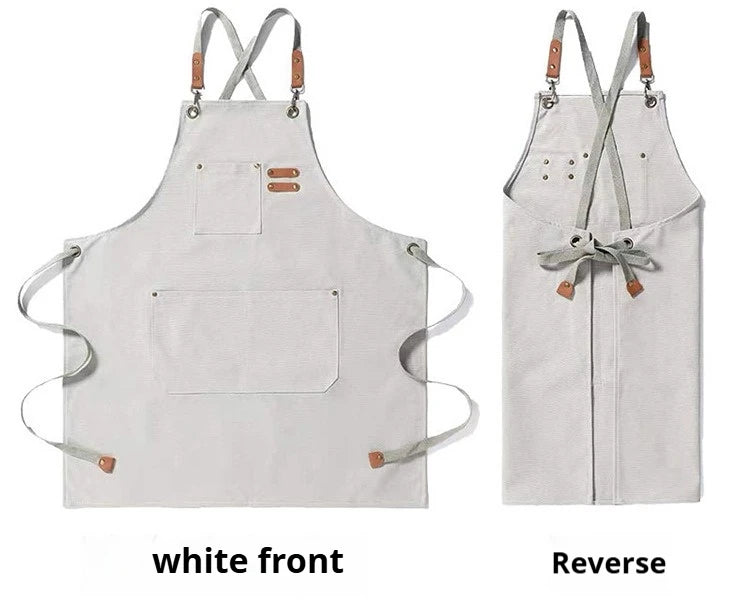 New Fashion Canvas Kitchen Aprons For Woman Men Chef Work Apron For Grill Restaurant Bar Shop Cafes Beauty Nails Studios Uniform