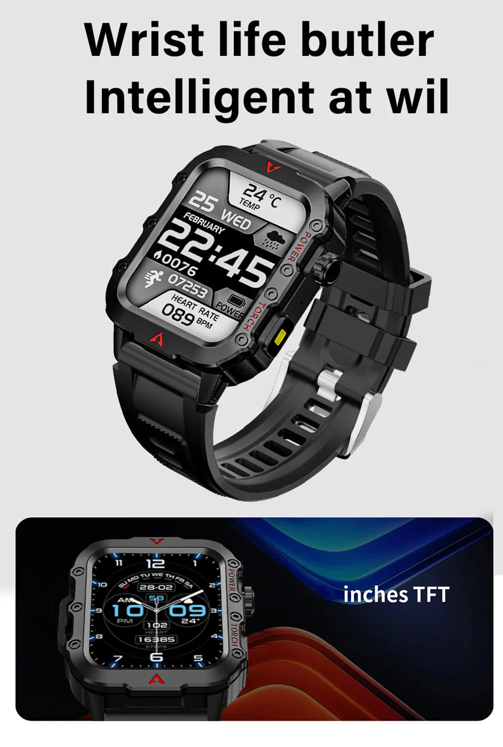 G.L Wear New Smartwatch for Outdoor Sports with LED Light Bluetooth Calling Activity Sleep Tracking Fitness Monitor