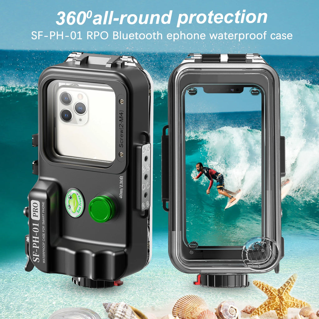 Seafrogs Professional 40m/130ft Diving Swimming Snorkeling Photo Bluetooth Waterproof Phone Case For Samsung S22Ultra 14 Pro Max