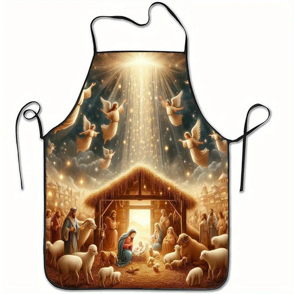 A Graceful Christmas Winter Atmosphere Apron Cooking Apron, Ideal for Kitchen, Restaurant, Party, Suitable for Men and Women
