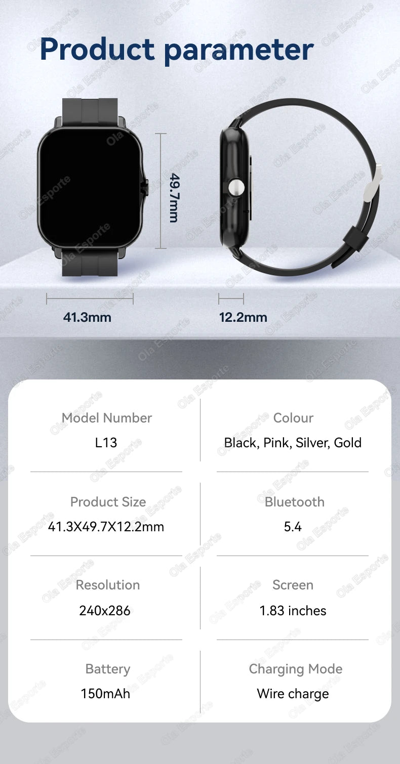 New Smartwatch 1.83'' HD Screen Heart Rate/Sleep Monitor Wireless Bluetooth Call Music Control Smart Watch For Men Women R30Max