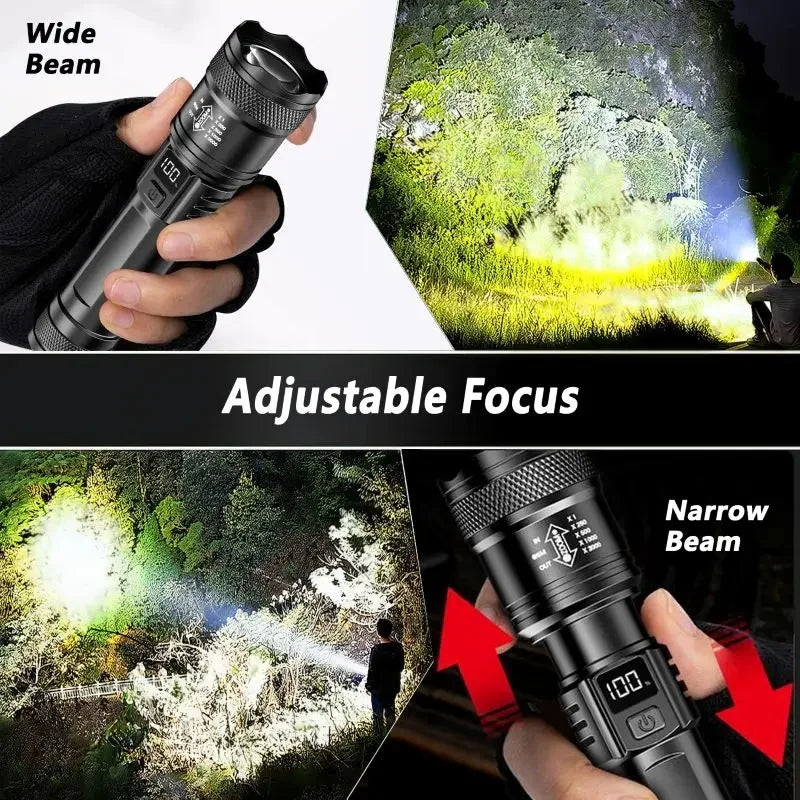 Ultra Bright P50 LED Flashlight Tactical EDC Zoomable Handheld Torch Emergency Spotlight  14500 18650 Battery