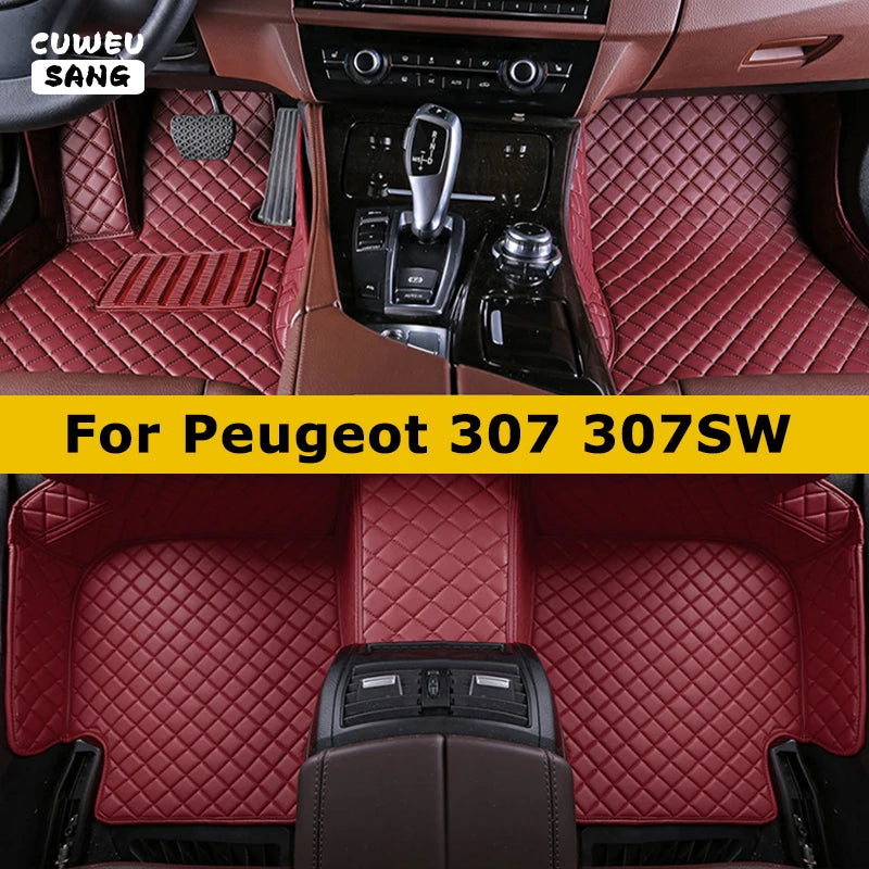 CUWEUSANG Custom Car Floor Mats For Peugeot 307 307SW Auto Carpets Foot Coche Accessorie