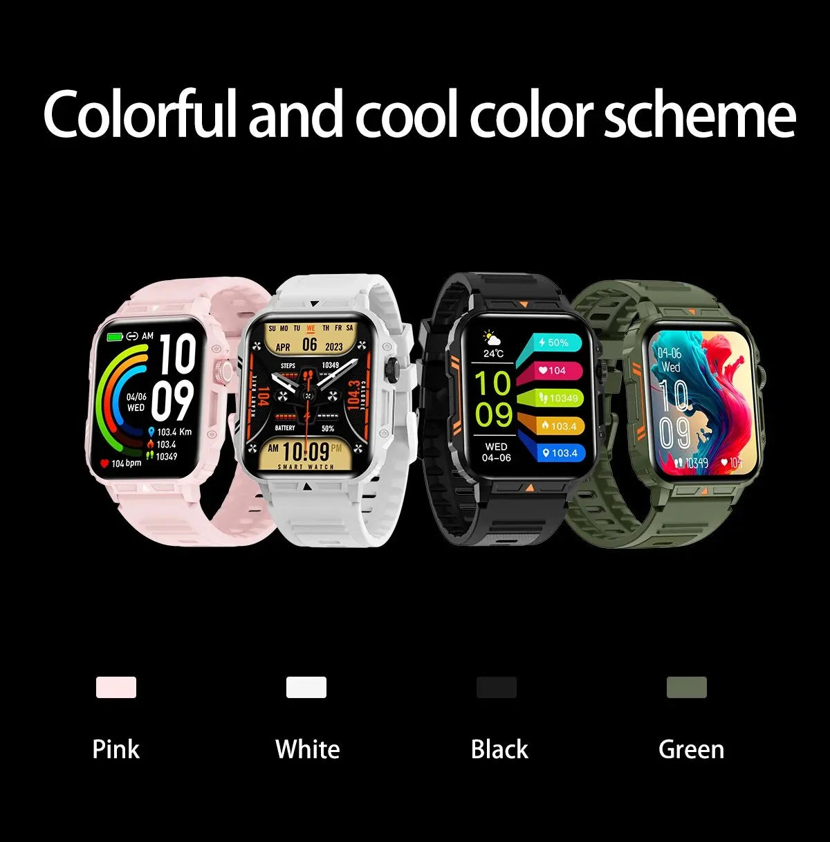 2025 New Rugged Military Sports Smart Watch 1.95 inch 300mAH Bluetooth Fitness Tracker reloj hombre Smarthwhatch For Android IOS