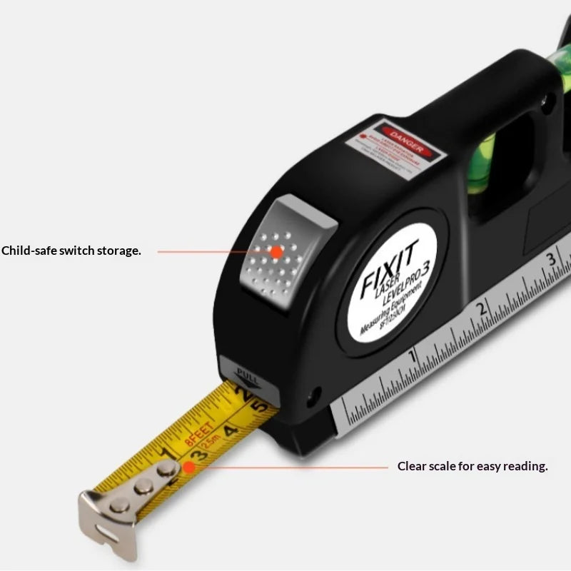 High precision Laser Level Horizon Vertical Measure 8FT Aligner Standard and Metric Rulers Multipurpose Measure Level Laser