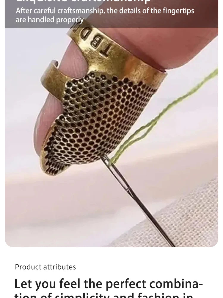 Adjustable Vintage Sewing Thimble, Handmade Non-slip Embroidery against Ring, Vintage Needle Presser Needle Hoop Finger Holder