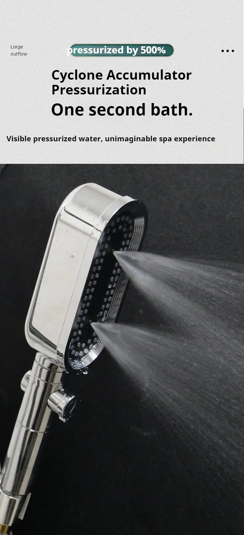 3 Modes Powerful Shower Head Anti-clogging and Easy To Clean Anti Anti-limescale Shower Head Handheld Flexible Bath  Shower Head