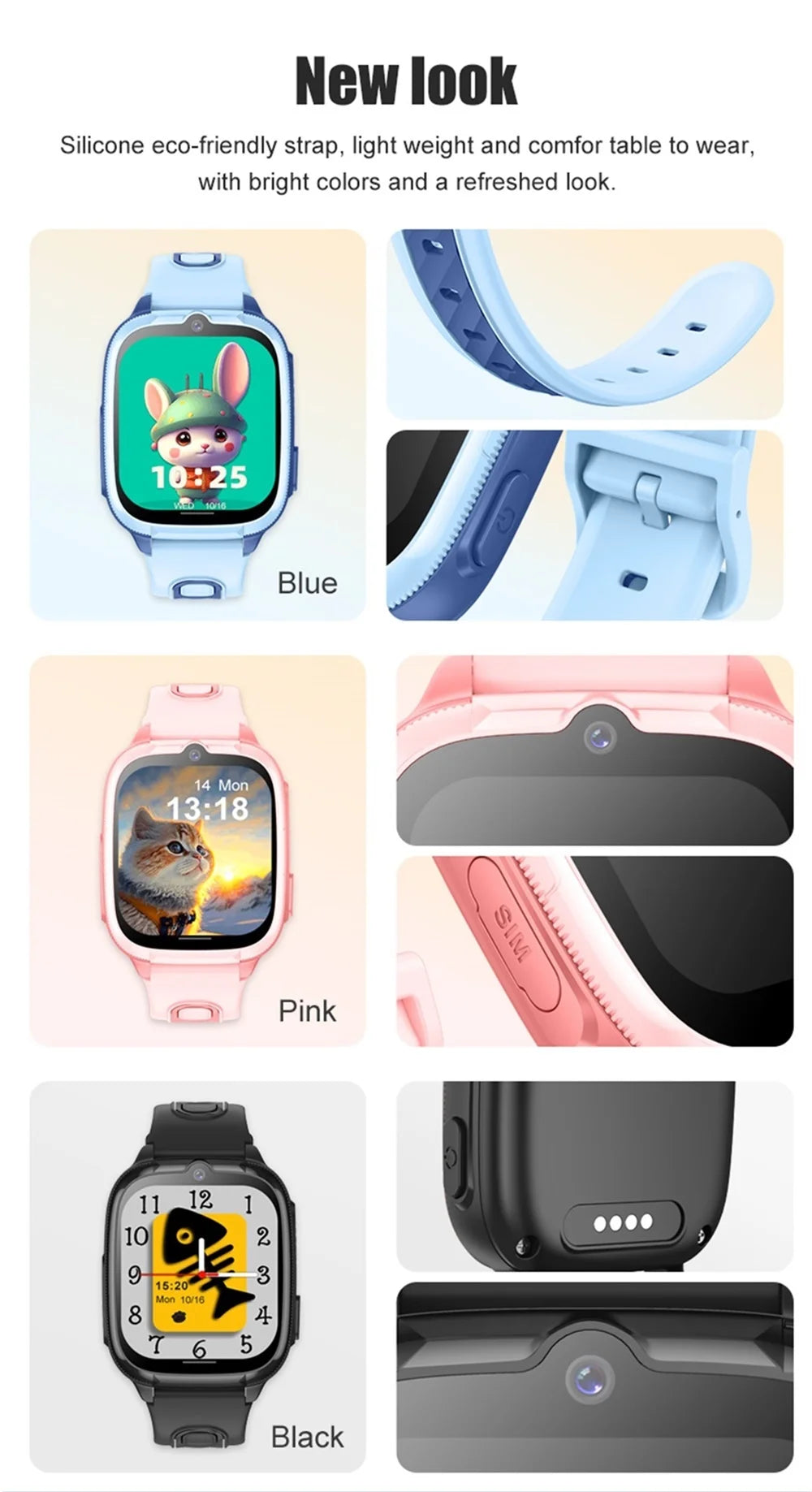 696 Kids Smartwatch 4G Network Video Call LBS WIFl Positioning Voice Calls Waterproof Children Smart Watch Calculator Student