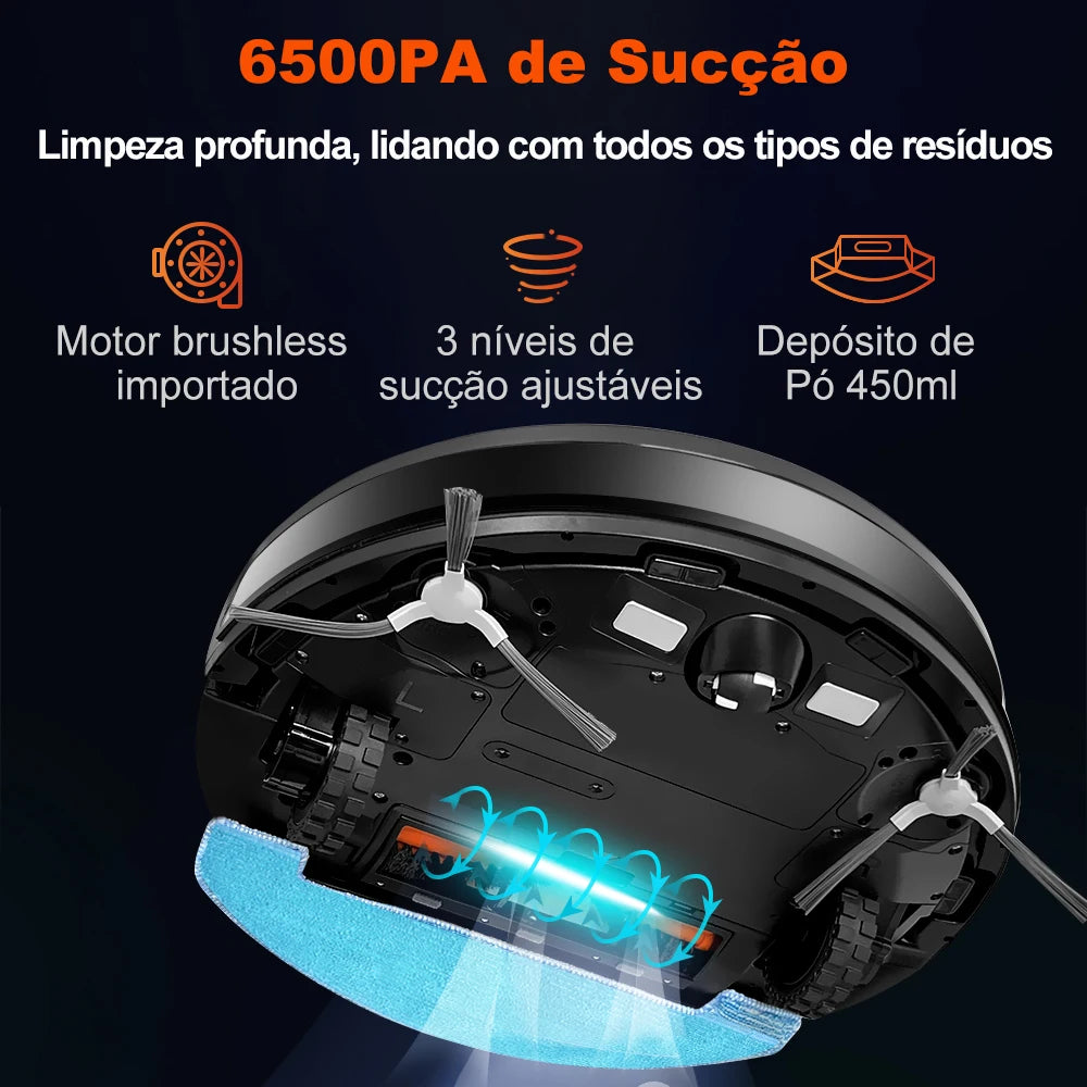 Robot Vacuum Cleaner ABIR X9,Laser Lidar,6500pa Suction,UV Cleaning, Multi-Floor Map,APP Restricted Area,Smart Home Wet Dry Mop