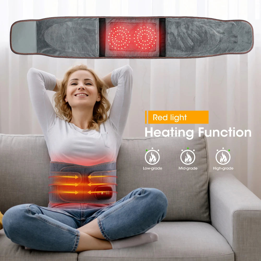 Electric Heating Waist Massage Belt Infrared Vibration Hot Compress Lumbar Brace Spine Protect Massager Back Support Belt