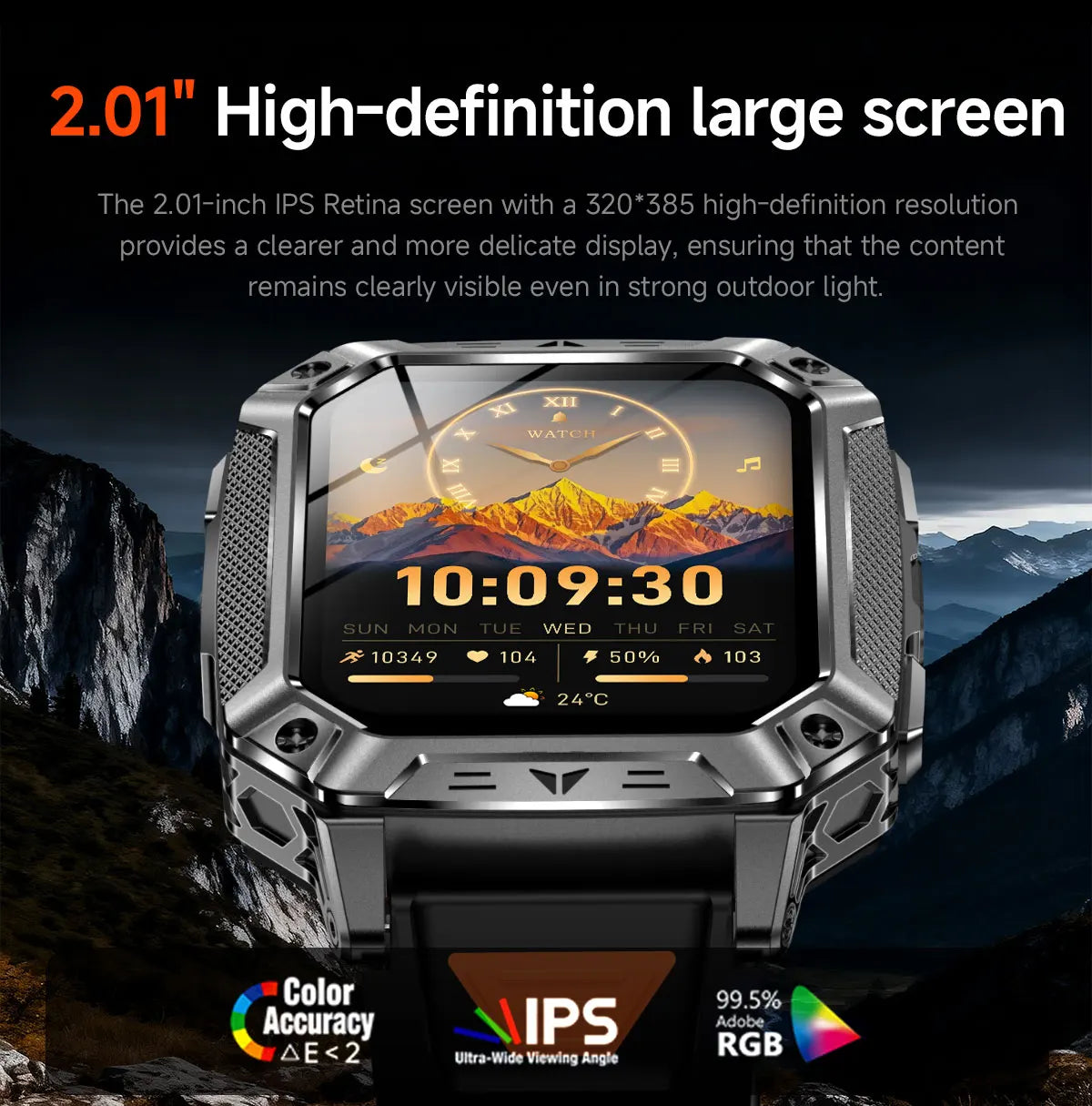 2026 Outdoors Durable Men Sports Smart Watch 1400mAh Battery LED Flashlight IP69K Waterproof Bluetooth Call Military Smartwatchs