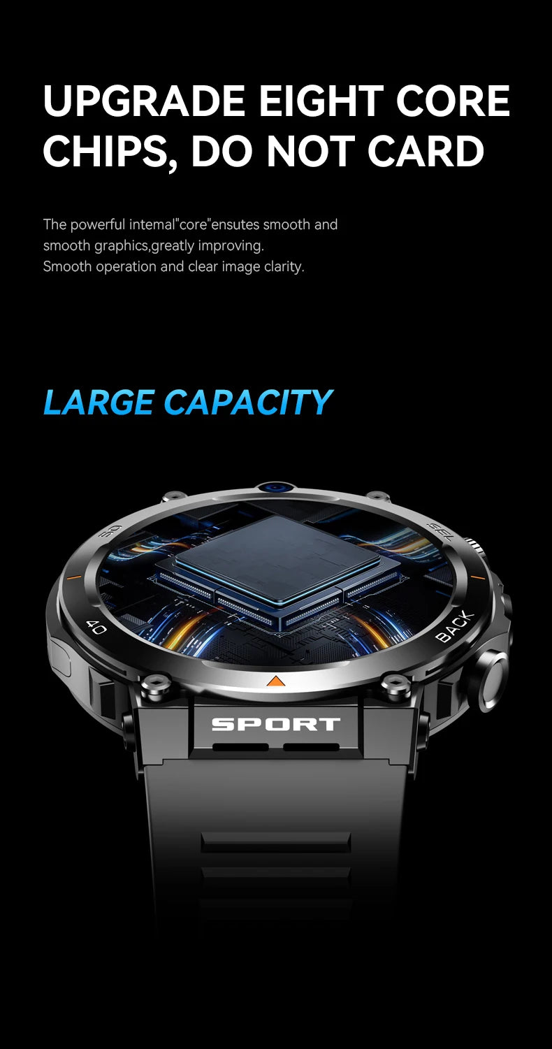 Sport Smartwatch 256GB GPS Wifi Download APP Dual Camera Video Calls Supports Google Play Smart Watch 4G SIM Card For Men Women