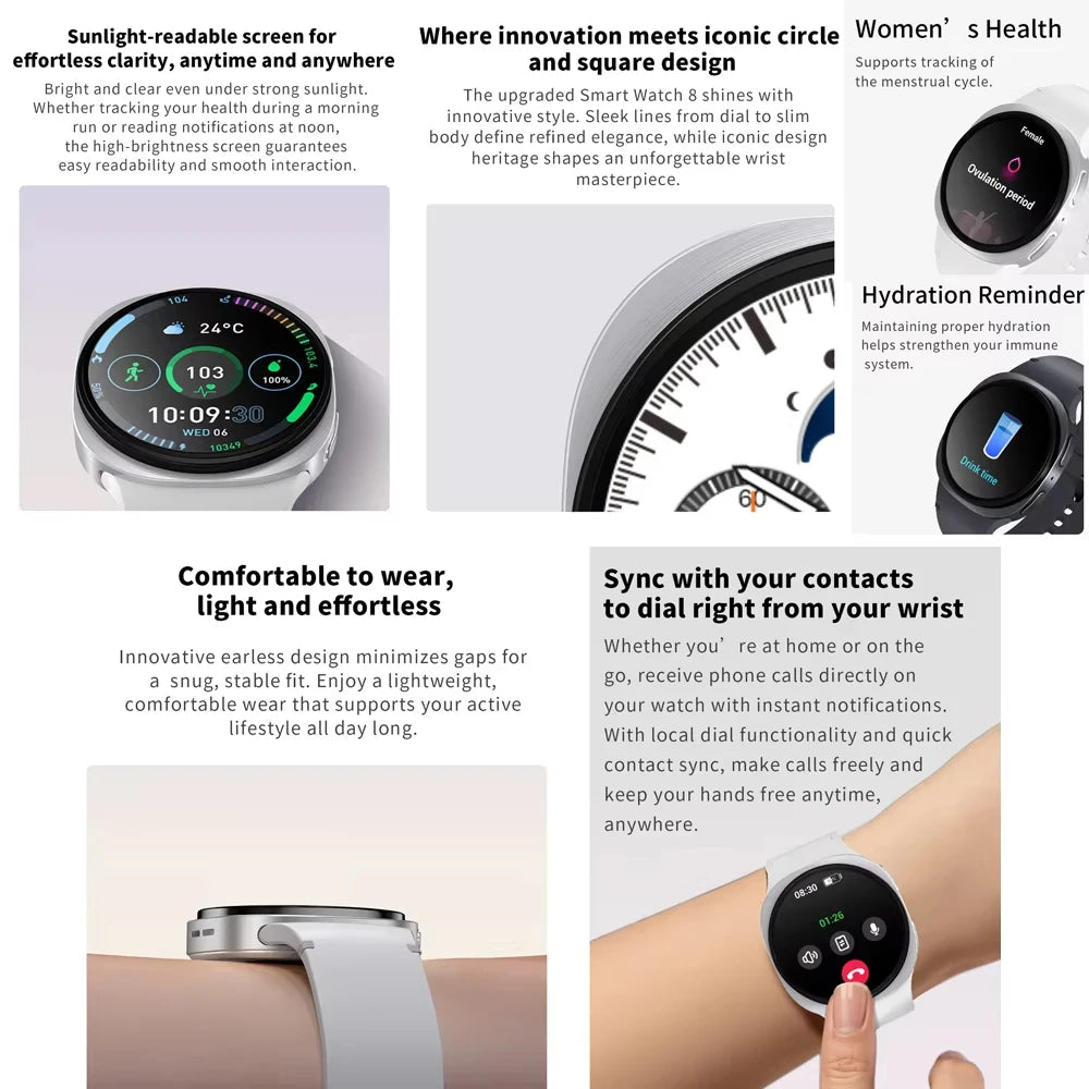 2026 New classic 8 Women SmartWatch GPS Track Sport Heart Rate Bluetooth Call IP68 Waterproof Men Smart watch For Android IOS