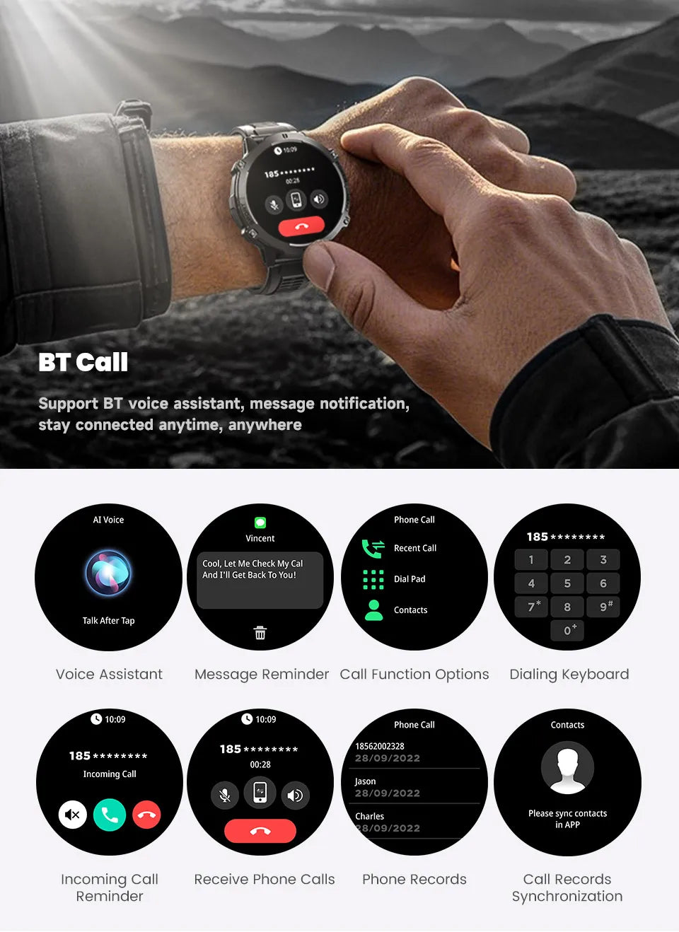 GUHUAVMI TANK X3 ULTRA 2 Smartwatch 1.73" AMOLED Screen 5ATM&IP69K Durable 1000mAh Battery GPS Sports Fitness Track Smart Watch