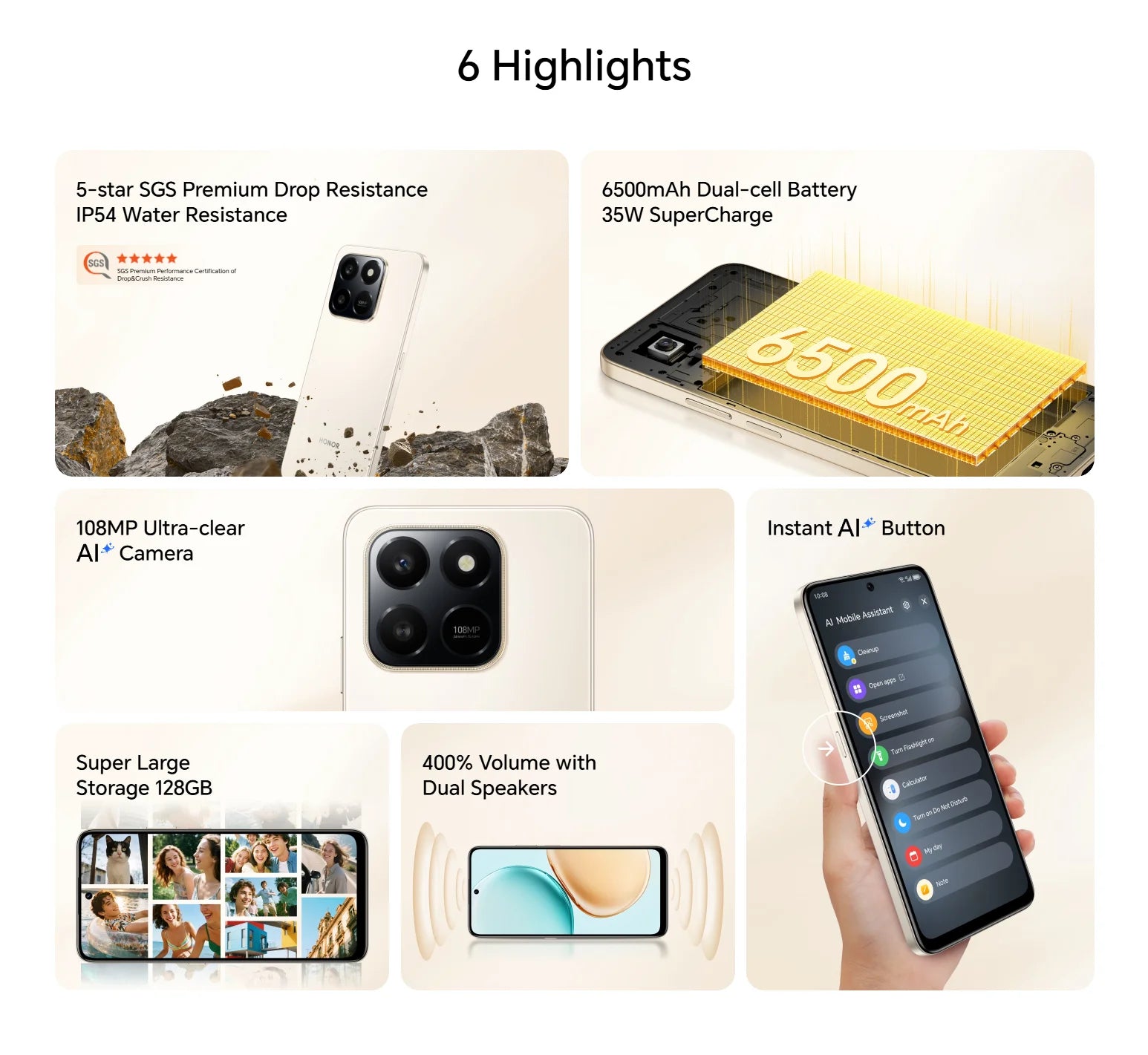 HONOR 400 Smart 4G,EU Version,108MP Main Camera,6500mAh Battery, 5-star SGS Premium Drop Protection, Instant AI Button,IP54
