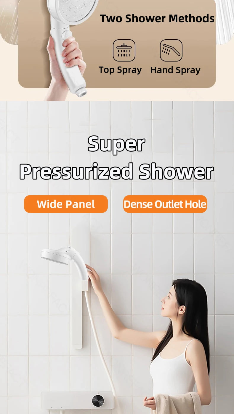 High Pressure Shower Head With One-key Stop Button Adjustable Water Saving Handheld Showerhead Universal Bathroom Spray Nozzle