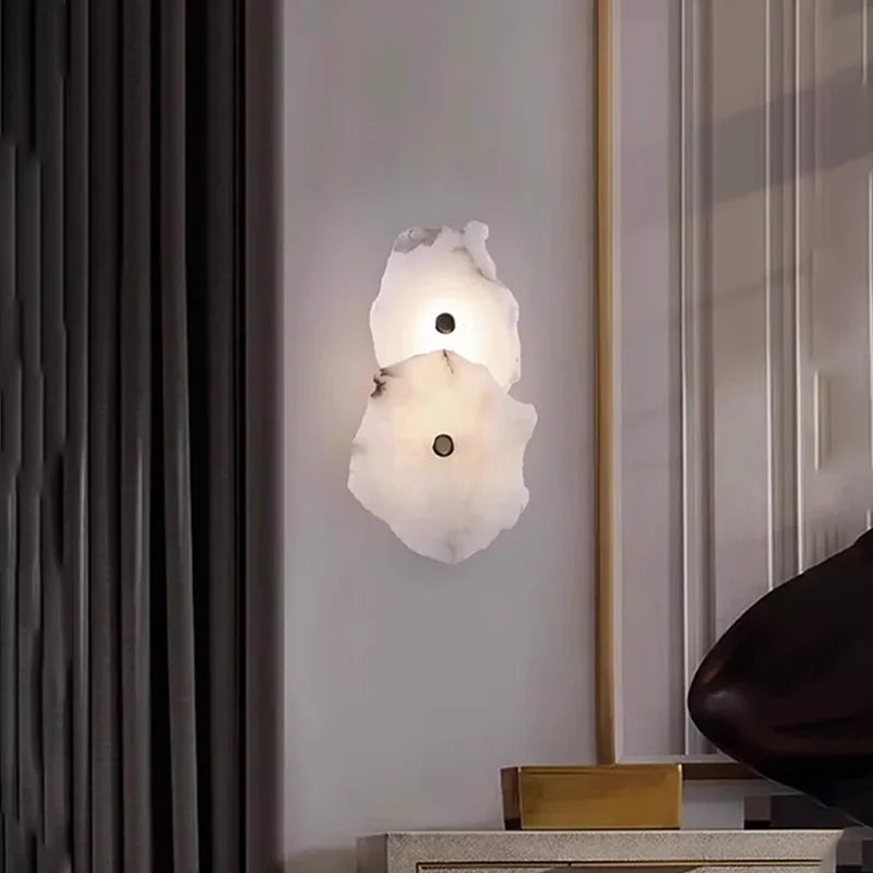 Modern Natural Marble All Copper LED Wall Lamp Dining Room Bedroom Bedside Living Room Indoor Creative Decoration Wall Light