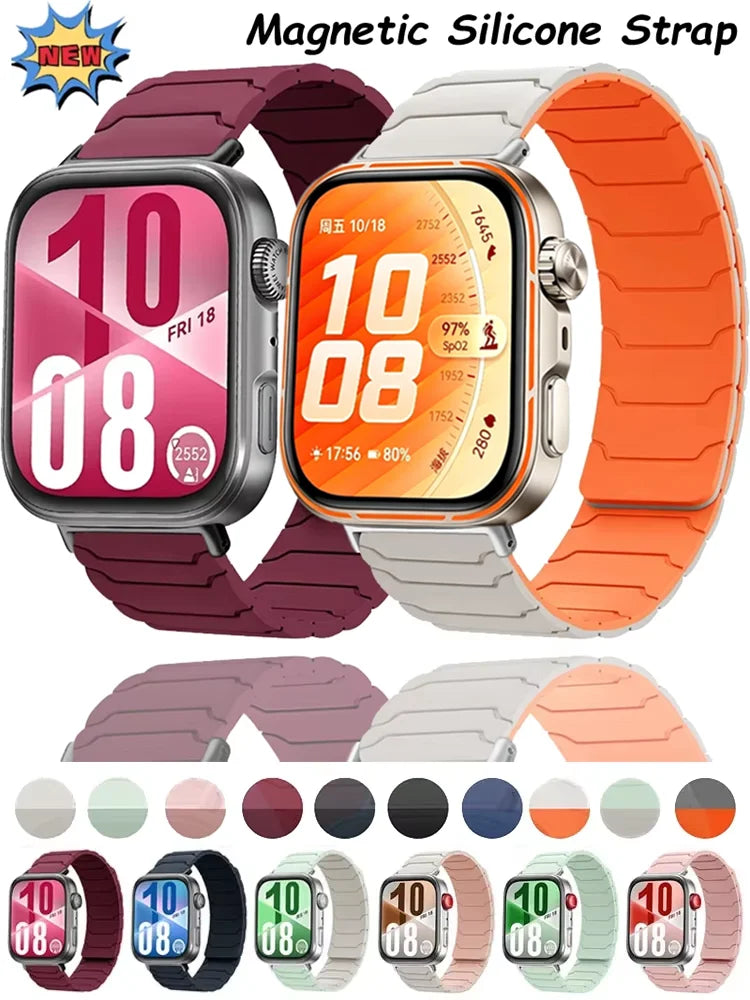 Magnetic Silicone Strap For Huawei Watch Fit 5/4/3 Sports Comfortable Replacement Wristband Huawei Watch Fit 4-5 Pro Accessories