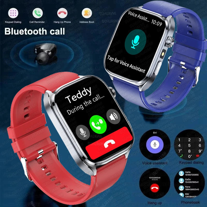 New Accurate Blood Pressure Smart Watch Uric Acid ECG+PPG Blood Oxygen Body Analysis Body Fat LED Flashlight smart watches 2025