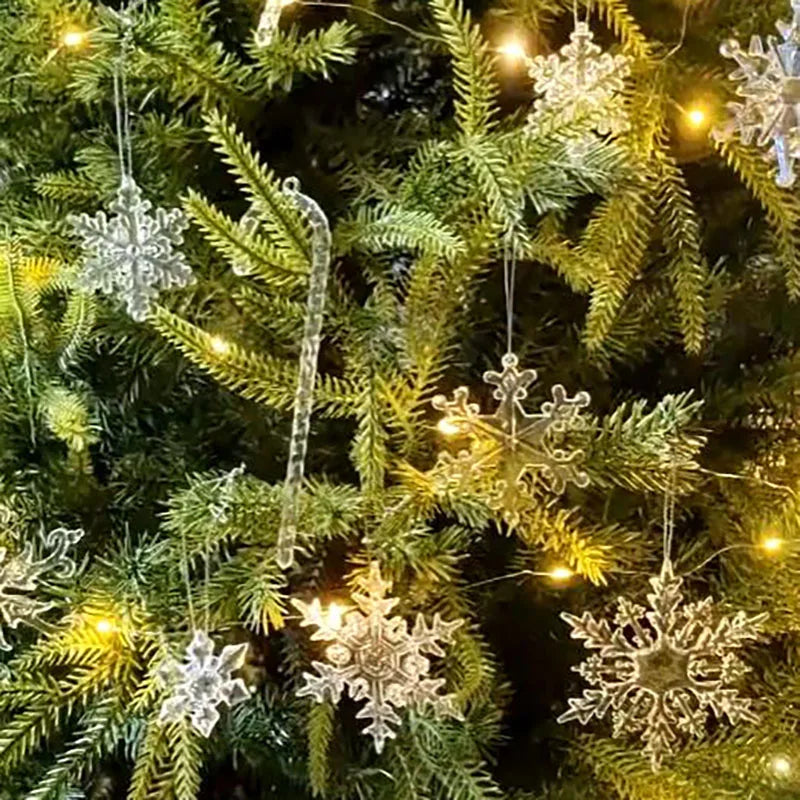 5pcs Christmas Home Decorations Crystal Acrylic Ornaments Snowflake Elk Xmas Tree Hanging Pendants Navidad 2025 New Year Gift