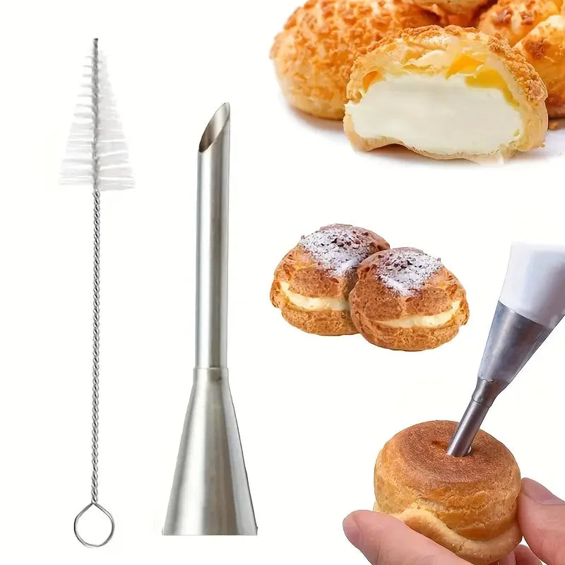 4Pcs Puff Pastry Piping Nozzle Set, Stainless Steel Decorating Tips for Cake Cupcake Cookie Cream Icing, Baking Tools for  Baker