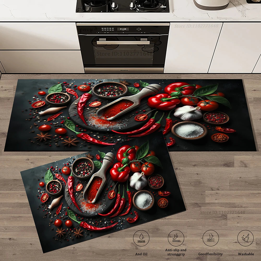 Spices Kitchen Mat Home Entrance Doormat Living Room Bedroom Balcony Floor Decor Carpet Bathroom Hallway Door Anti-Slip Foot Rug
