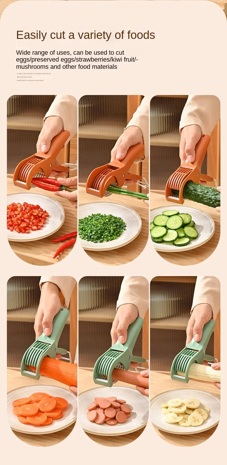 1Pc Kitchen Tools Stainless Steel Vegetable and Fruit Slicer Multi Functional Salad Slicer Kitchen Accessories