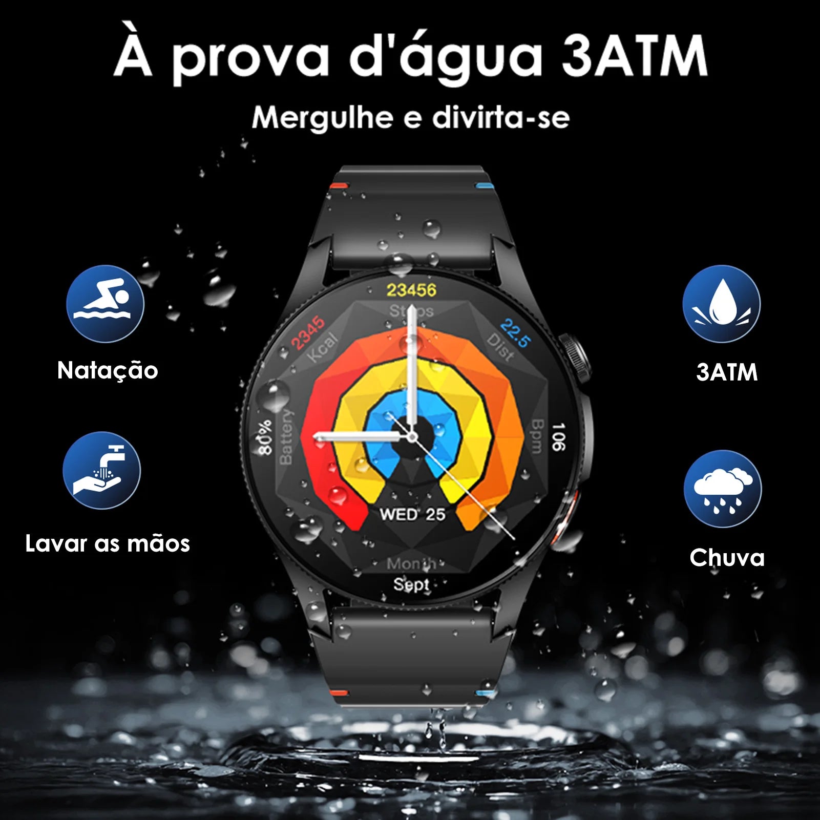 AURAFIT Trek2: Reloj intelligent con AMOLED y Gran battery of 450mAH. Mide heart rate, hace llamades, GPS y es impermeable.