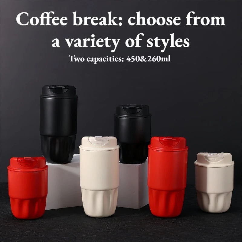 260ML 450ML SUS316 Thermal Coffee Mug Leakproof Portable Travel Tumbler with Lid Stainless Steel Cup for Car Work Hot Cold Drink