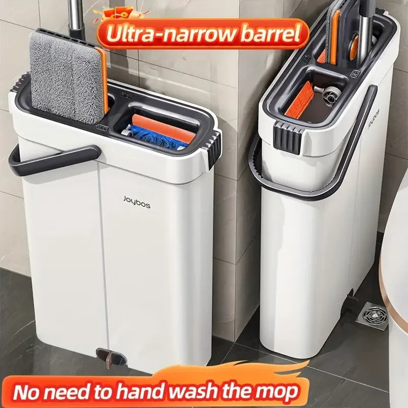 JOYBOS Spin Hand Free Flat Mop 33cm With Bucket Set Floor Cleaning Wet&Dry System Separation For Living Room Toilet Home Mops