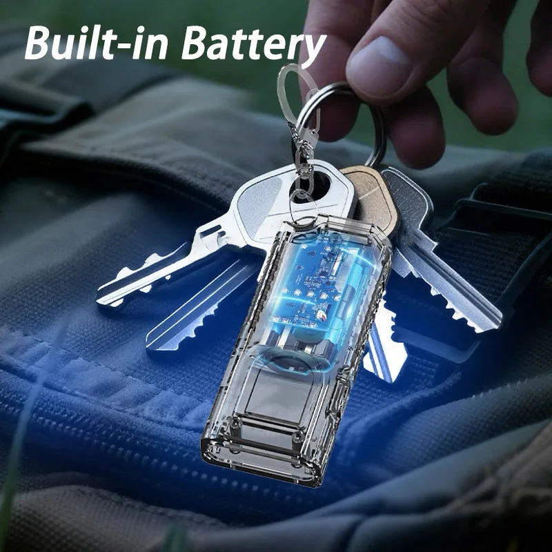 Powerful Mini COB LED Keychain Flashlight Rechargeable Hanging Work Light Keyring Camping Walking Clip Pocket Lights