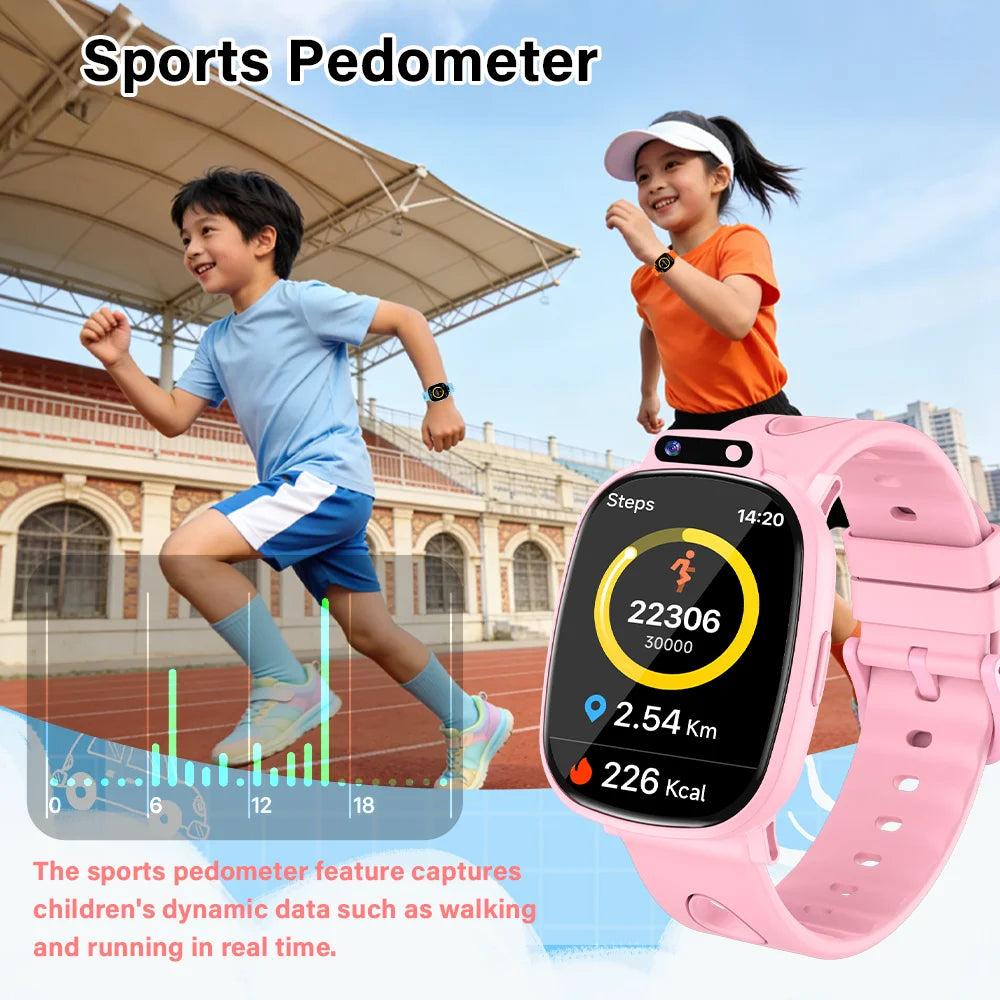 LAXASFIT Kids Smart Watch HD Touchscreen Front Camera Sleep Tracking 18 Educational Games Alarm Clock Holiday Gift For Children