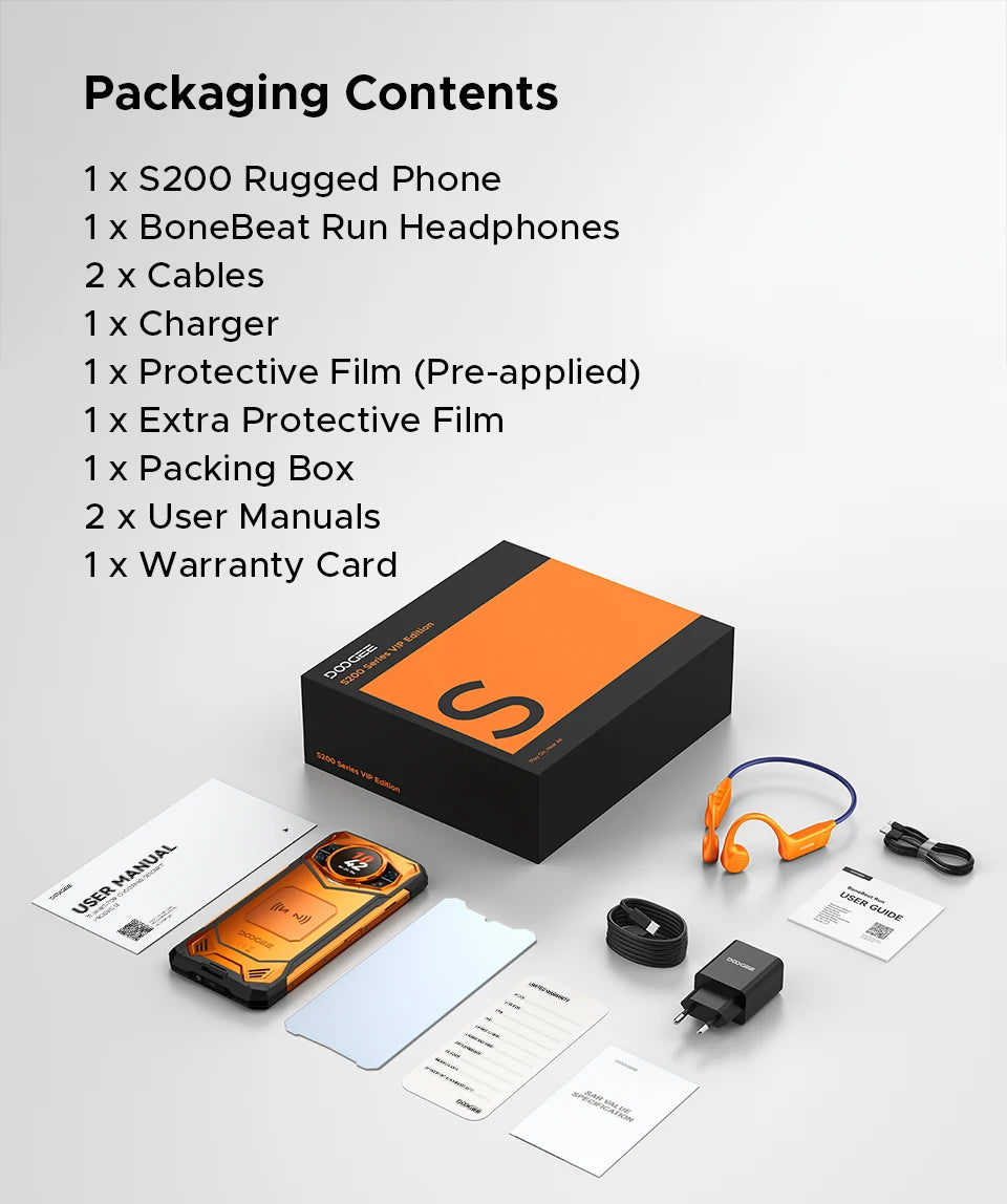 DOOGEE S200 VIP Edition Rugged Phone 6.72" 120Hz Display Telephone Portable 48GB+256GB 10100mAh 100MP Smartphone 5G Android 16