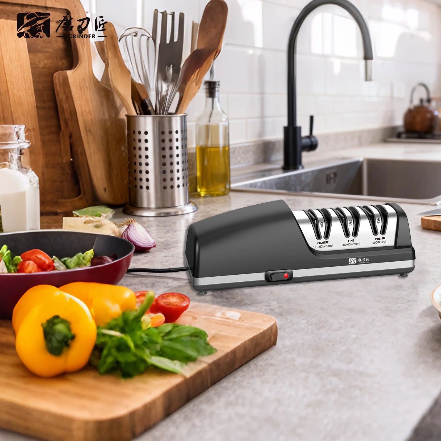 TAIDEA TG2403 Electric Knife Sharpener, 3-Stage Professional Sharpening System for Kitchen Chef and Home Use Knives