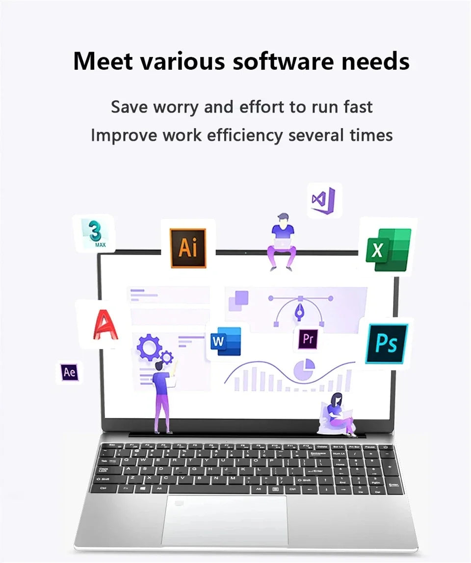 15.6Inch Portable Laptop Intel N95 32GB 2TB Windows11 Office 1080P HD Fingerprint Unlock Laptops Gaming Notebook Computer PC