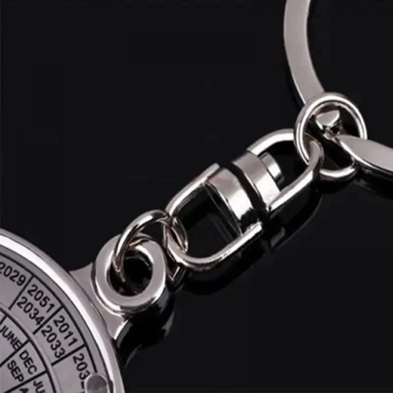50 Years Perpetual Calendar Keyring Keychain Silver Alloy Key Ring Keyfob Decoration 80U9