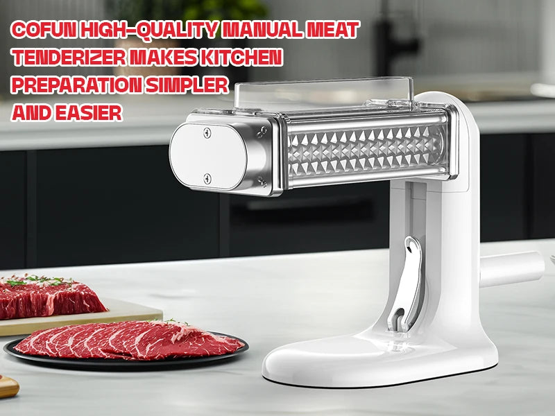 Manual Meat Tenderizer Tool, Meat Tenderizer Machine with Stainless Steel Gear, Steak Flatten Cuber Rolling Meat Poultry Tenderi