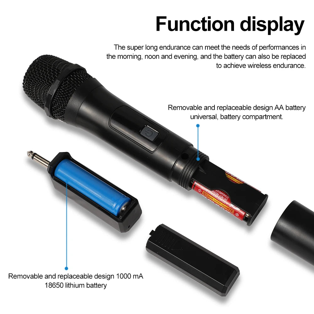 Wireless Microphone Handheld Micphone 2 Channels UHF Fixed Frequency Mic For Party Karaoke Professional Church Show Meeting