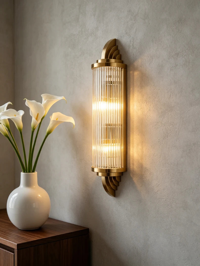 Art Decor Wall Light Clear Glass Gold Metal Creative Sconce Lamp For Living Room Hotel Indoor Bedroom E14 Bulb