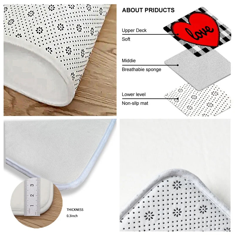 Cute Cartoon "KITCHEN" Appliances & Food Print Kitchen Mat, Non-Slip Washable Durable Runner Rug for Kitchen & Kids' Home Decor
