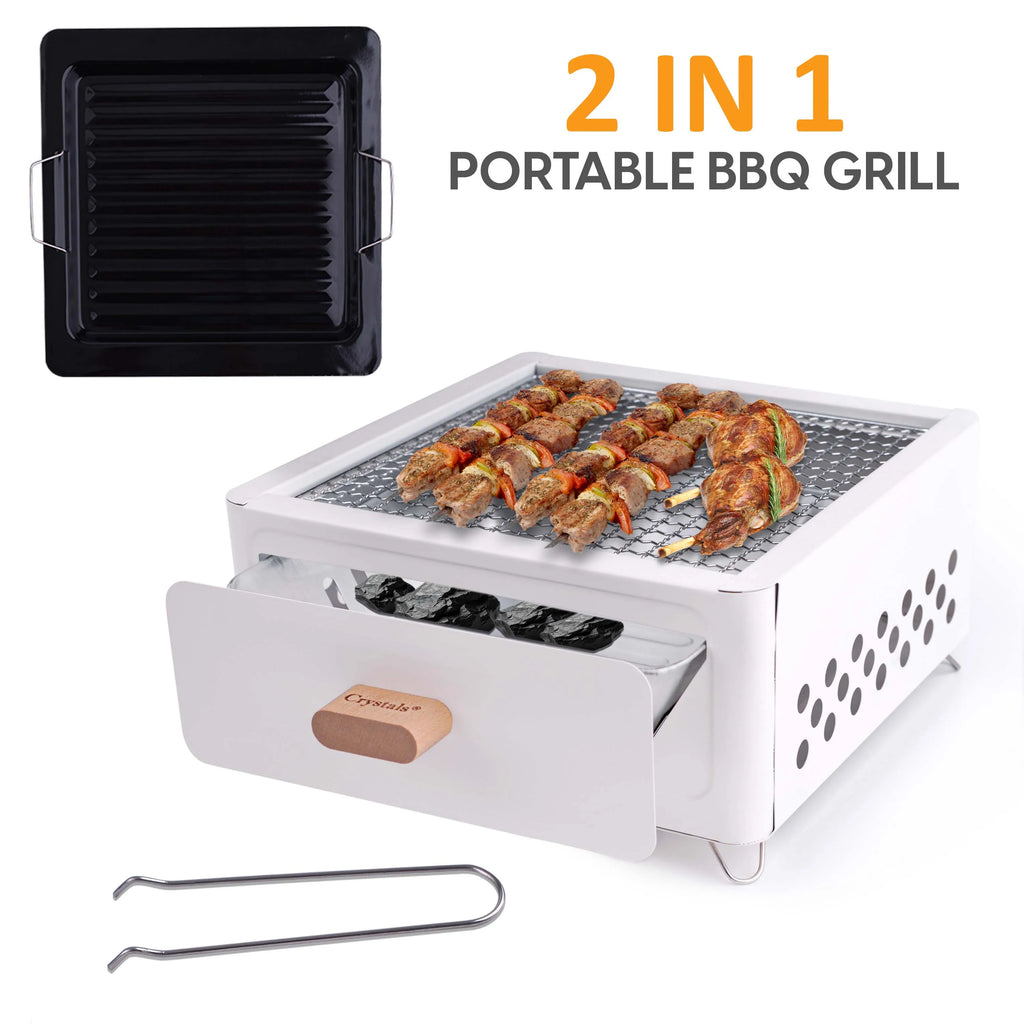 skPortable BBQ Grill, Folding Tabletop Charcoal Barbecue Grill, Foldable Stainless Steel BBQ Grill for Camping, Garden, Travel, Picnic, Outdoora