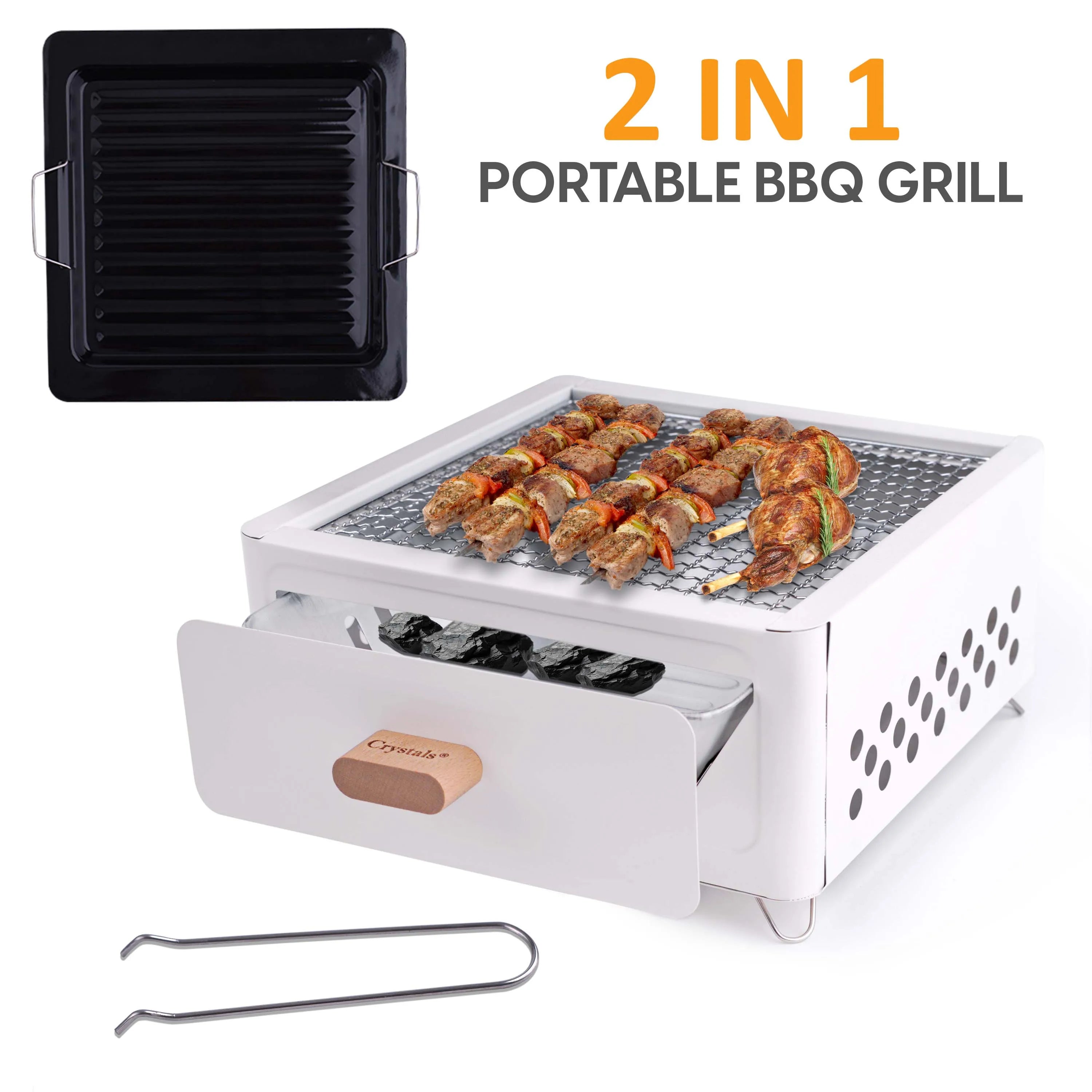 skPortable BBQ Grill, Folding Tabletop Charcoal Barbecue Grill, Foldable Stainless Steel BBQ Grill for Camping, Garden, Travel, Picnic, Outdoora
